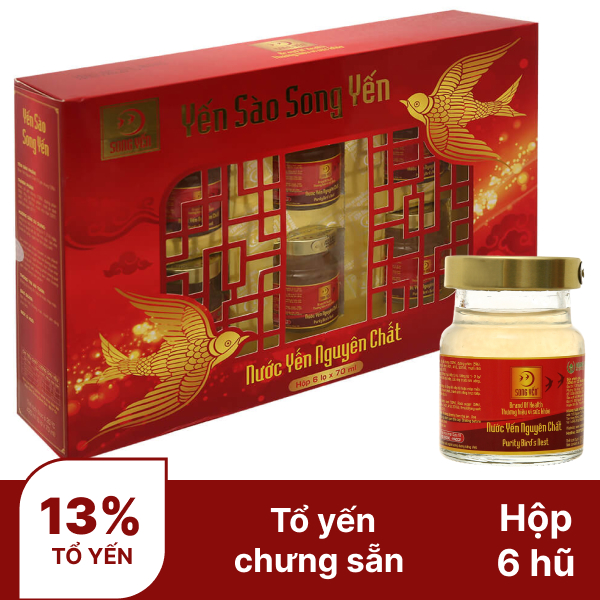 Hộp 6 hũ nước yến nguyên chất Song Yến 70ml