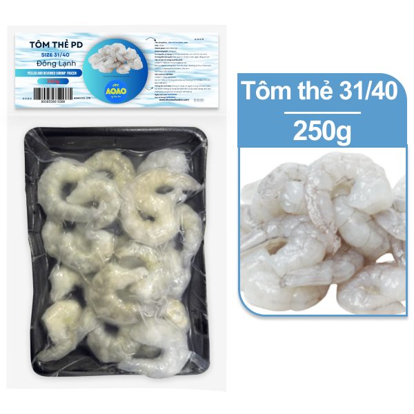 Tôm thẻ PD size 31/40 Ào Ào gói 250g