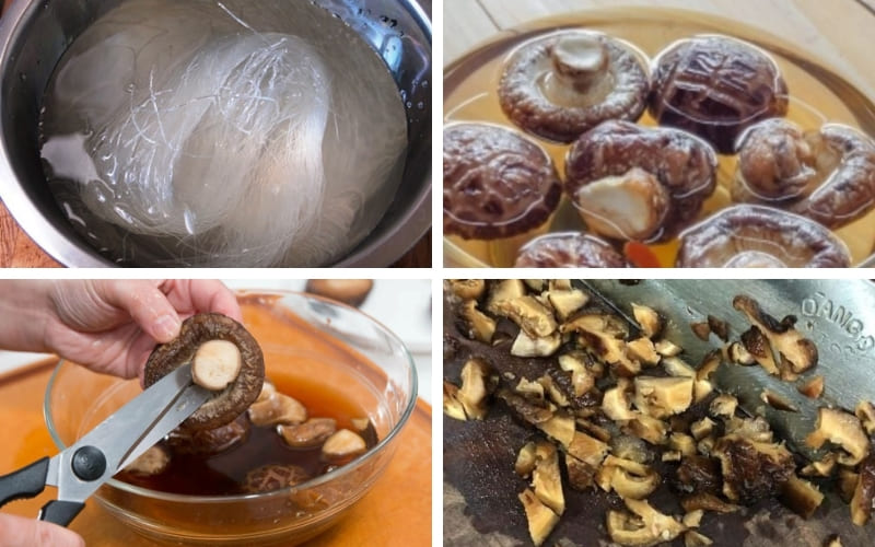 Bạn sơ chế miến và nấm kỹ lưỡng. Bạn sơ chế miến và nấm kỹ lưỡng.