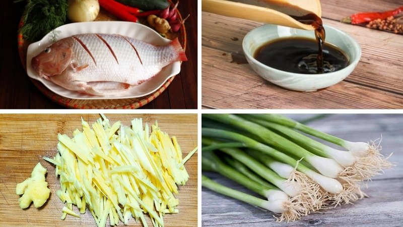 Nguyên liệu làm cá diêu hồng hấp xì dầu