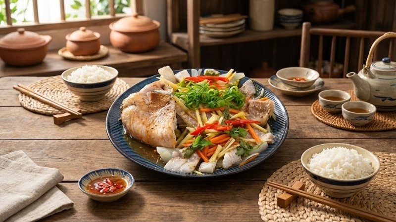 Cá diêu hồng hấp xì dầu