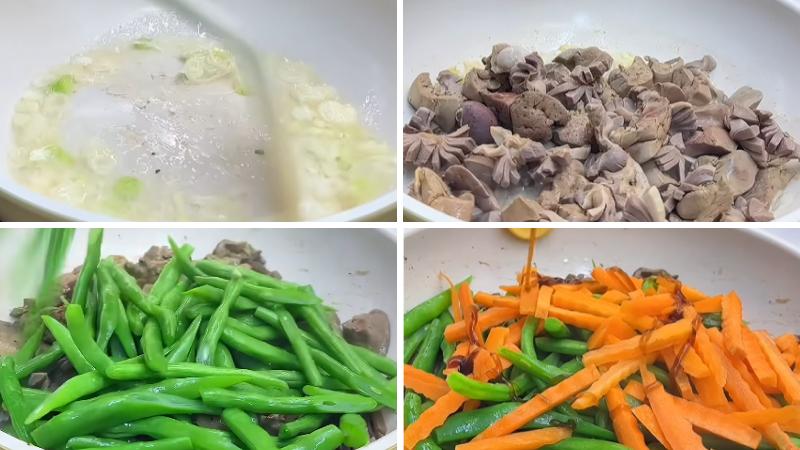 Xào lòng gà và đậu que Xào lòng gà và đậu que