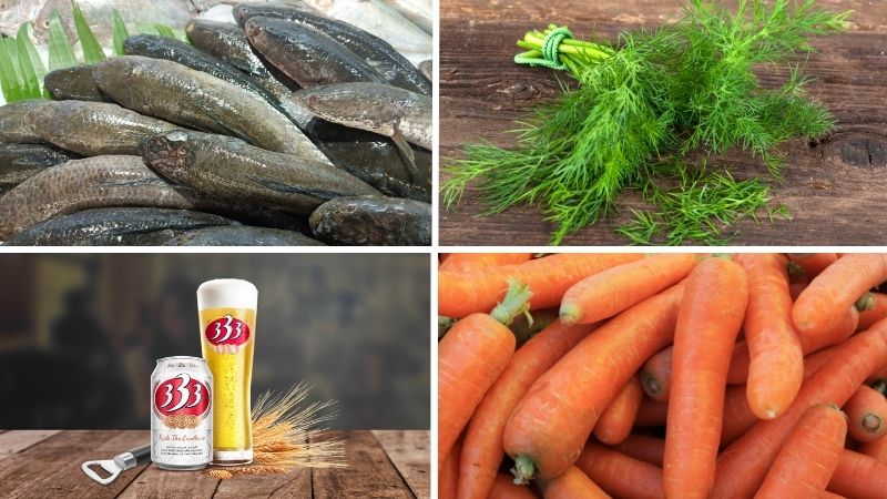 Nguyên liệu làm cá lóc hấp bia