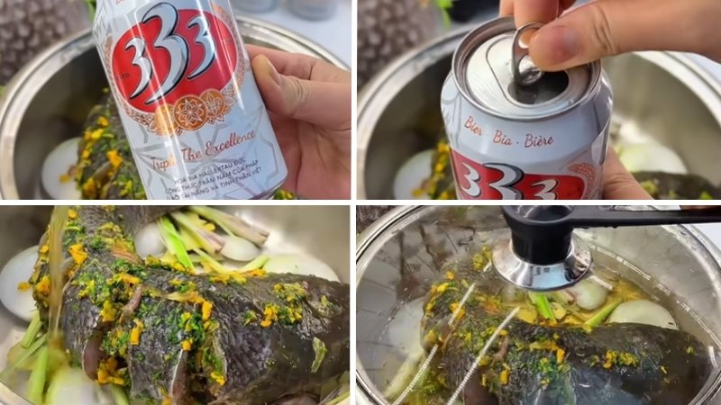 Hấp cá với bia 333