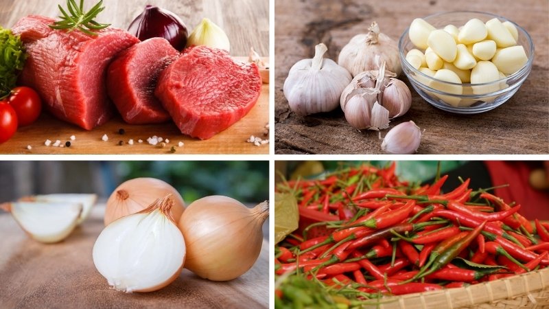 Nguyên liệu làm món bò cháy tỏi Nguyên liệu làm món bò cháy tỏi
