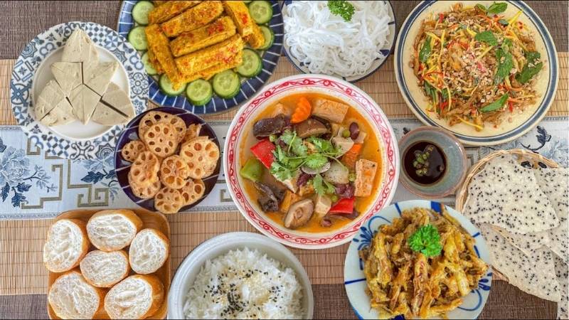 Mâm cúng chay Rằm tháng Giêng nhằm cầu mong mưa thuận gió hòa