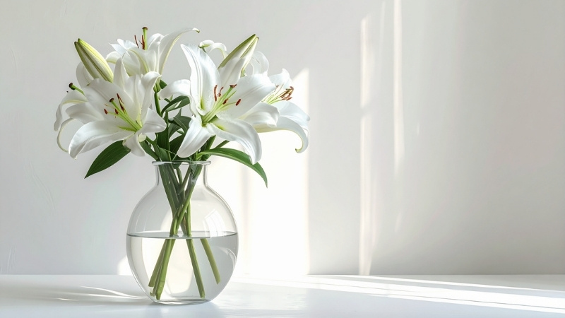 Nên chọn ly trắng hoặc vàng, ngắt bỏ nhụy và đặt bình hoa ở vị trí cân đối trên bàn thờ