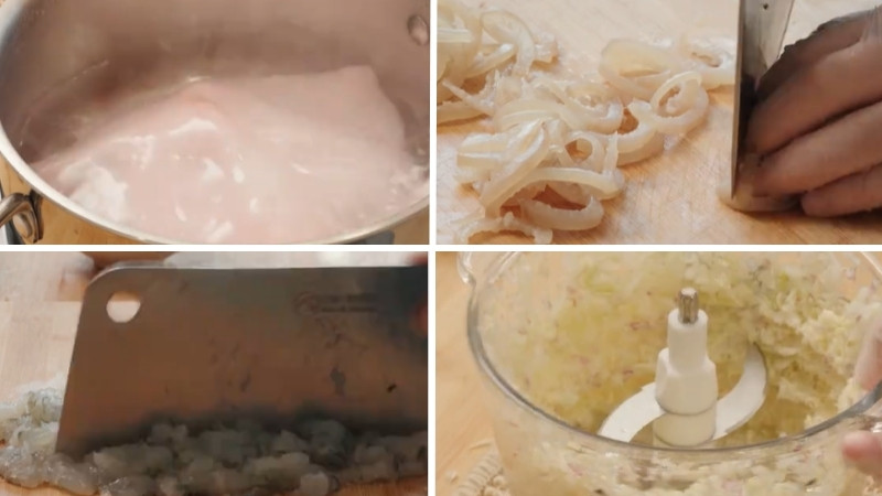 Sơ chế da heo và tôm