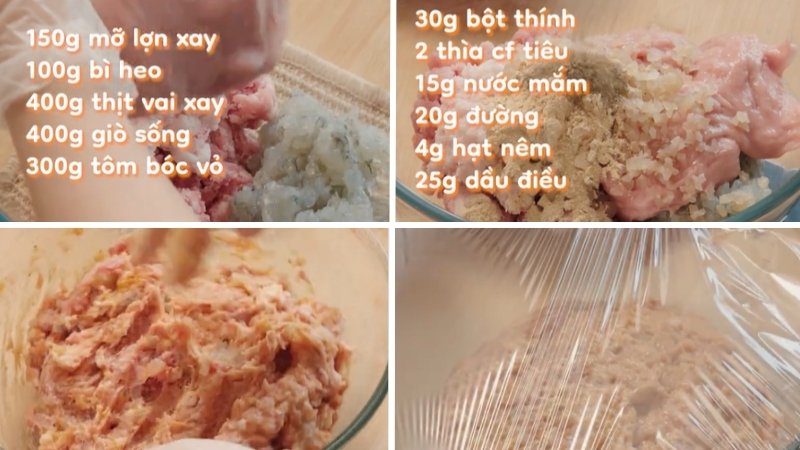 Ướp và quết hỗn hợp thịt