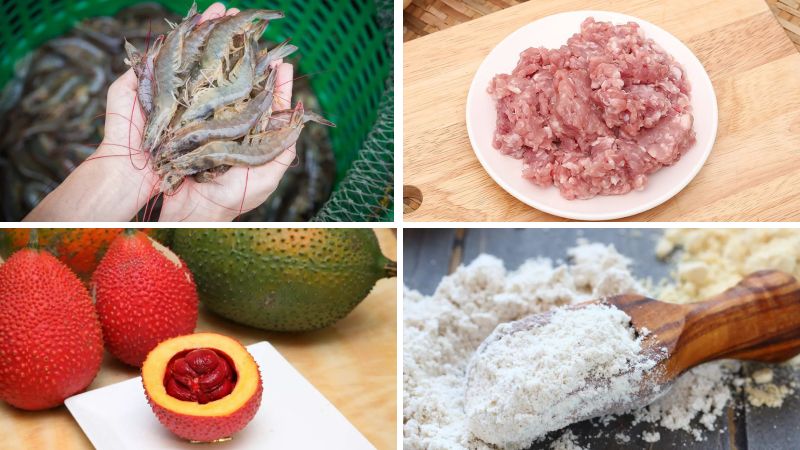 Nguyên liệu làm món há cảo cá vàngv