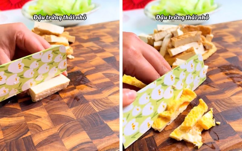 Đậu phụ và trứng chiên tạo nhân béo bùi dễ ăn