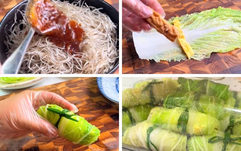 Cải thảo cuộn chặt giúp giữ trọn phần nhân bên trong