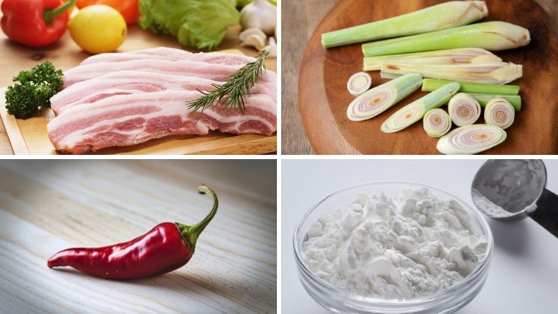 Nguyên liệu làm món ba chỉ chiên muối sả