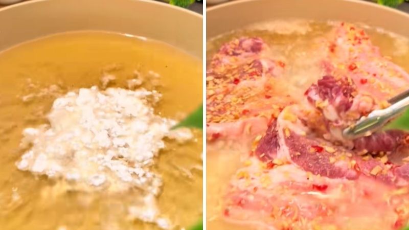 Bước 2: Chiên thịt