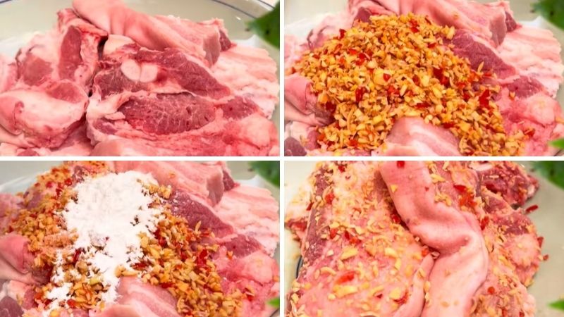 Bước 1: Sơ chế và tẩm ướp thịt