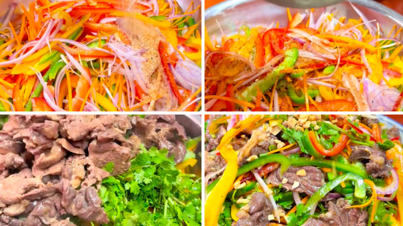 Bước 2: Làm gỏi bò ớt chuông