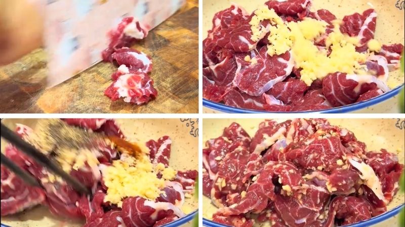 Sơ chế và ướp thịt bò