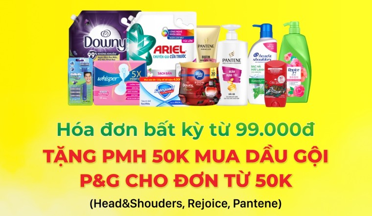 Đơn từ 99K tặng ngay voucher 50K mua Dầu Gội Head & Shouders, Rejoice, Pantene