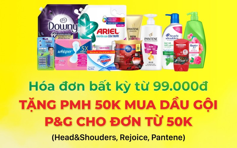 Đơn từ 99K tặng ngay voucher 50K mua Dầu Gội P&G