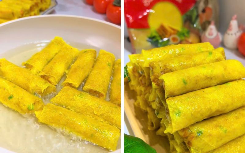 Ram vàng giòn bên ngoài, nhân mềm béo bên trong