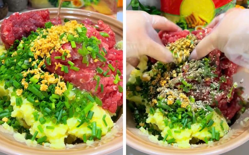 Nhân trộn đều tay để mềm, thơm và không bị khô