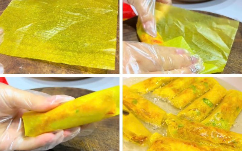 Cuốn chặt tay giúp ram chiên không bung, giữ form đẹp