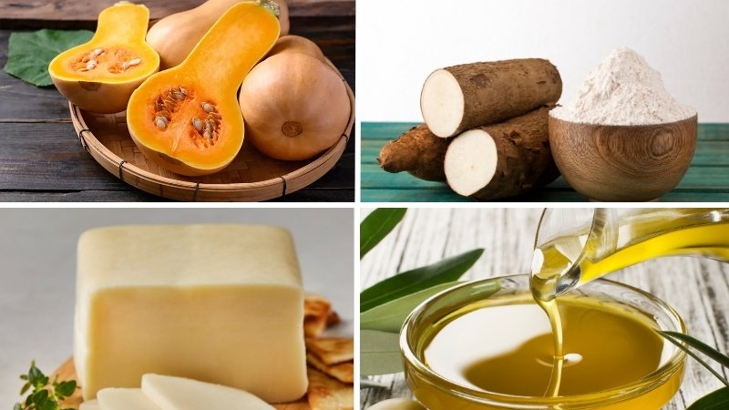 Nguyên liệu làm bánh chiên bí đỏ phô mai Nguyên liệu làm bánh chiên bí đỏ phô mai