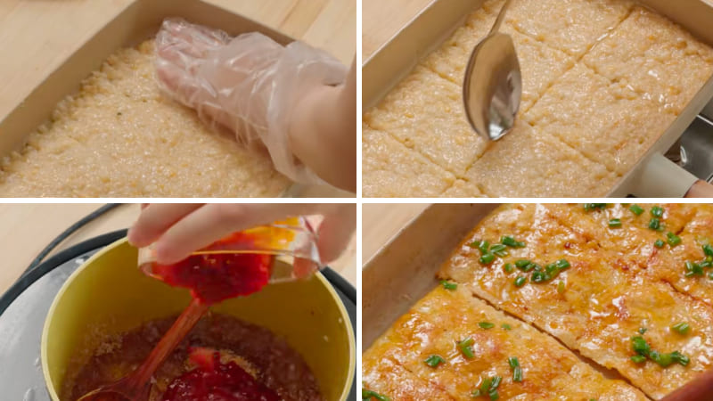 Bước 2: Làm cháo chiên mỡ hành