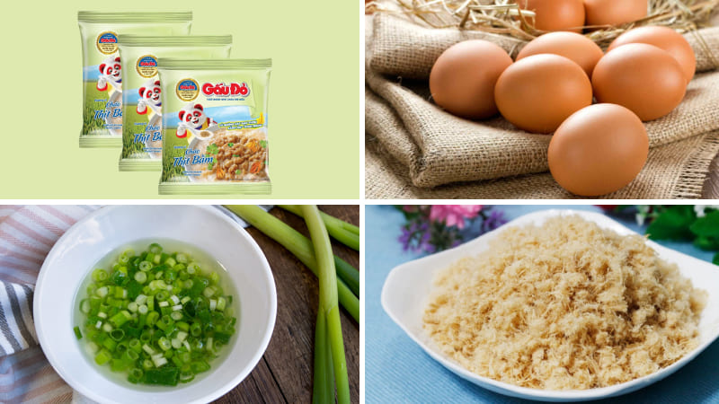 Nguyên liệu làm cháo chiên mỡ hành