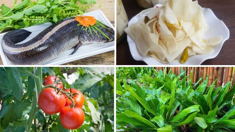 Nguyên liệu làm cá lóc nấu măng cay Nguyên liệu làm cá lóc nấu măng cay