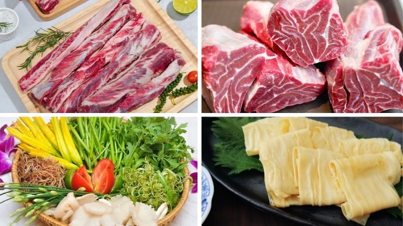 Nguyên liệu làm lẩu sườn bò chua cay