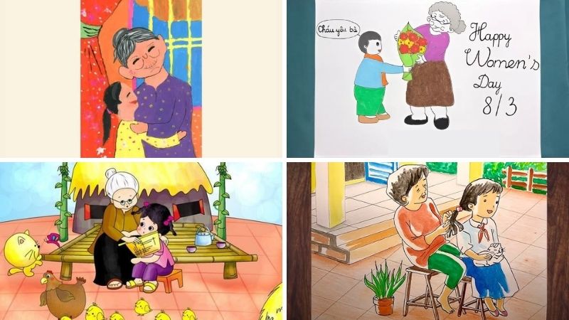 Mẫu tranh 08/3 tặng bà 1