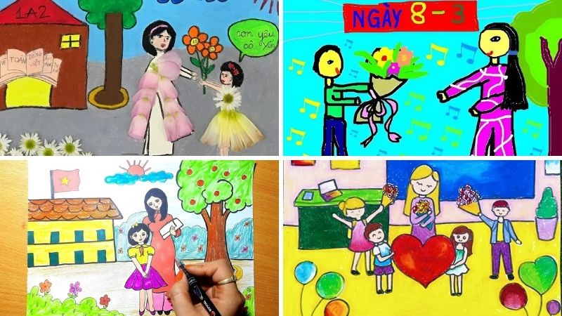 Mẫu tranh 08/3 tặng cô giáo 1