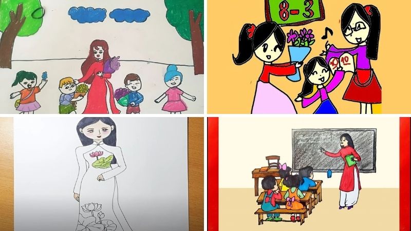 Mẫu tranh 08/3 tặng cô giáo 3