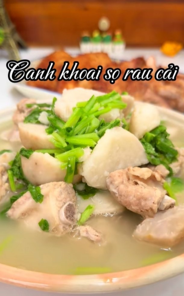 Cách nấu canh khoai sọ rau cải bùi béo, ngọt thanh cho bữa cơm chiều