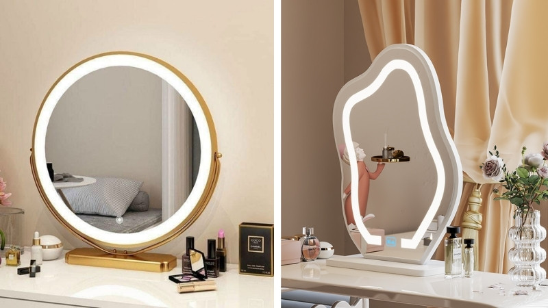 Gương trang điểm để bàn có đèn LED Gương trang điểm để bàn có đèn LED