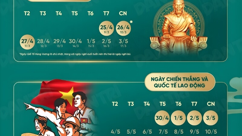 Lịch nghỉ lễ 30/4 và 1/5 năm 2026 chính thức Lịch nghỉ lễ 30/4 và 1/5 năm 2026 chính thức