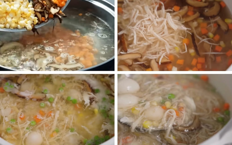 Bạn nấu súp sánh mịn, hòa quyện nguyên liệu. Bạn nấu súp sánh mịn, hòa quyện nguyên liệu.