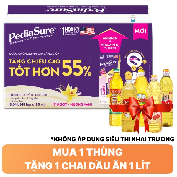 Thùng 48 hộp sữa pha sẵn PediaSure vani 180ml