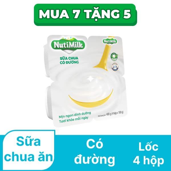 Lốc 4 hộp sữa chua Nutimilk có đường 100g