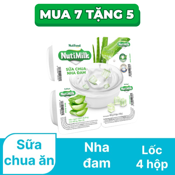 Lốc 4 hộp sữa chua Nutimilk nha đam 100g