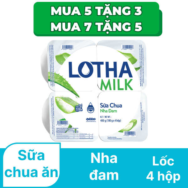 Lốc 4 hộp sữa chua ăn nha đam Lothamilk 100g