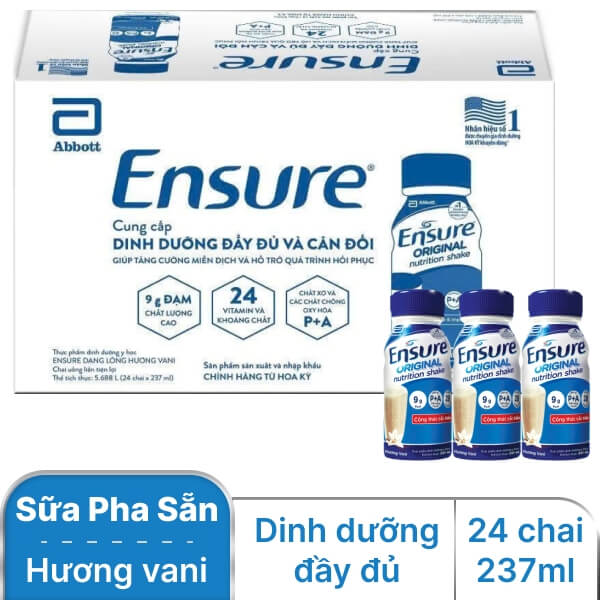 24 chai sữa pha sẵn Ensure Original vani 237ml