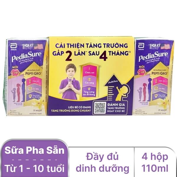 Lốc 4 hộp sữa pha sẵn PediaSure vani 110ml