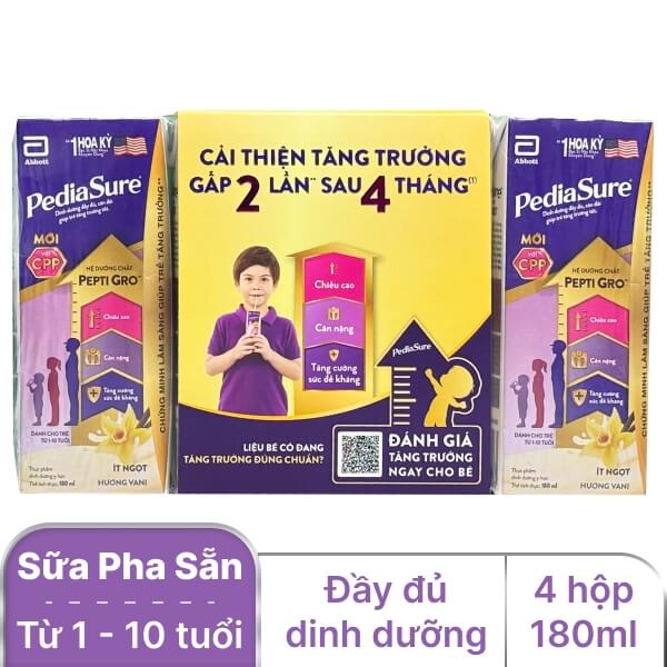 Lốc 4 hộp sữa pha sẵn PediaSure vani 180ml