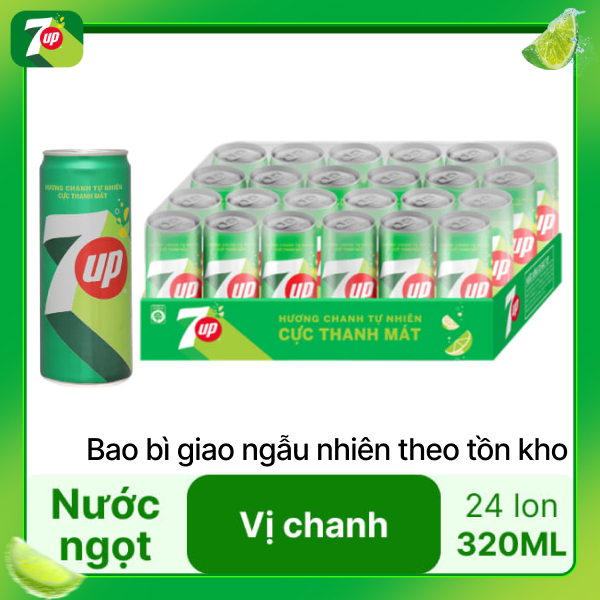 Thùng 24 lon nước ngọt 7 Up chanh 320ml