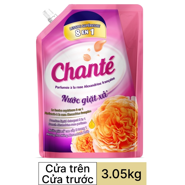 Nước giặt xả Chanté hoa hồng Pháp 3.05 kg