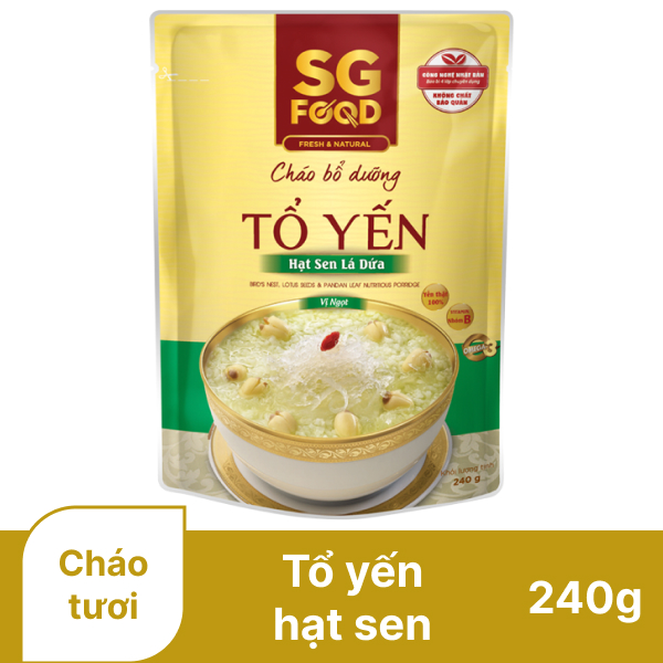 Cháo yến hạt sen lá dứa SG Food 240g