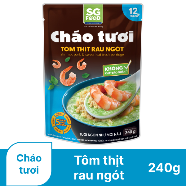 Cháo tươi tôm thịt rau ngót SG Food 240g
