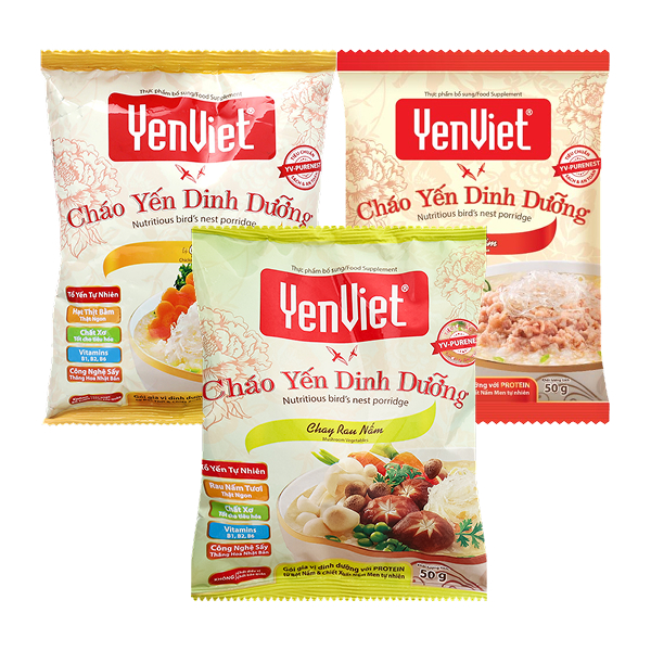 Cháo yến Yến Việt vị gà, Cháo yến Yến Việt thịt bằm, Cháo yến Yến Việt chay rau nấm 50g